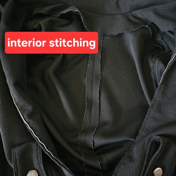 70s Womens Jumpsuit Black Wide Leg Zipup Polyester Disco Bellbottom Sz M 8 10 - Picture 10 of 12